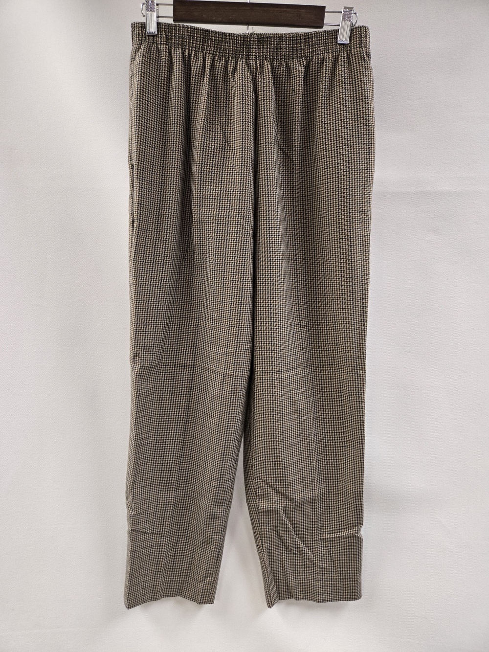 Kim Rogers Signature Pants Womens 12 Houndstooth Pull On Trousers Classic Stretc